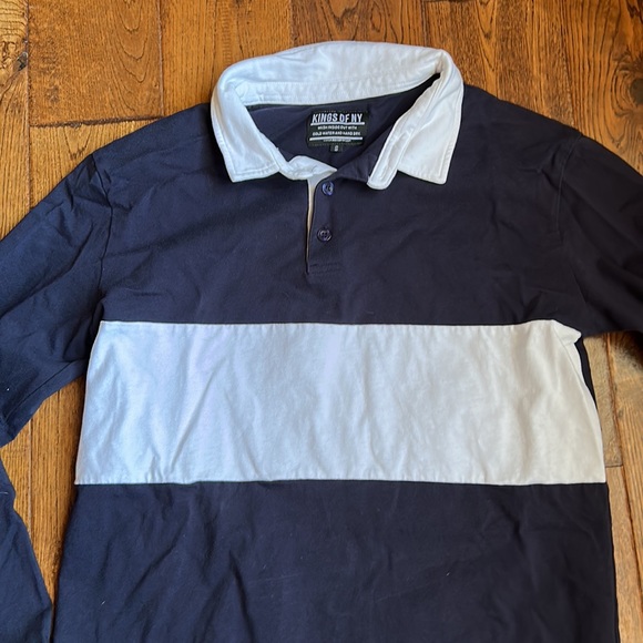 Kings of NY.  Navy and white long sleeved rugby shirt.  Small - Picture 3 of 3
